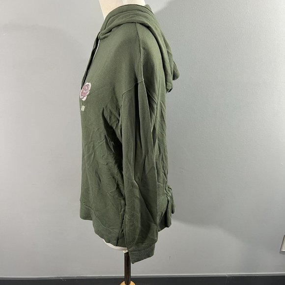 NWT SPLENDID Olive Green Hooded Sweater with Rose (XS) - Picture 4 of 8